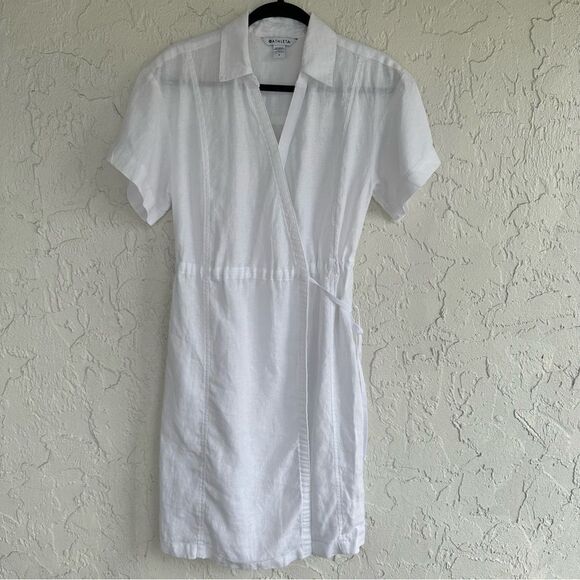 ATHLETA Playa Wrap Dress Women Size 2 White Linen Beachy Coverup - Picture 3 of 12